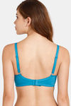 Rosaline Everyday Double Layered Non Wired 3/4th Coverage Lace Bra - Fjord Blue — thumbnail 2